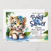 Invitation Baby shower de garçon Jungle Tiger Cub (Devant / Derrière)