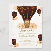 Invitation Baby shower de garçon Lion Jungle Lion de Hot Air  (Devant)