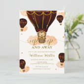 Invitation Baby shower de garçon Lion Jungle Lion de Hot Air  (Debout devant)