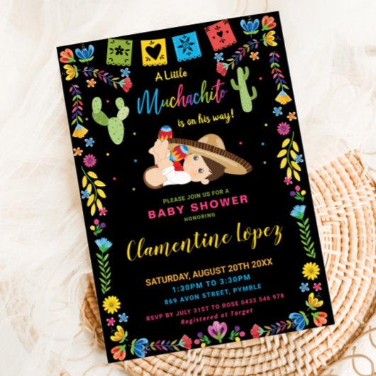 Invitation Baby shower de garçon mexicain Little Muchachito