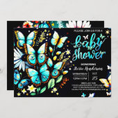 Invitation Baby shower de garçon modifiable papillon enchanté (Devant / Derrière)