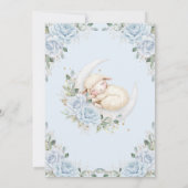 Invitation Baby shower de garçon moon doux bleu floral (Dos)