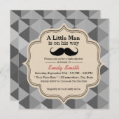 Invitation Baby shower de garçon Mustache de Triangle moderne (Devant / Derrière)