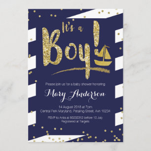 Invitation Baby shower de garçon nautique