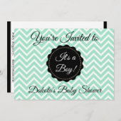 Invitation Baby shower de garçon noir et vert Sage (Devant / Derrière)