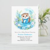 Invitation Baby shower de garçon Oasis enchanté de Otter aqua (Debout devant)