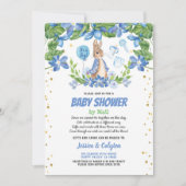 Invitation baby shower de garçon par mail Bunny Rabbit bleu (Devant)