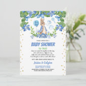 Invitation baby shower de garçon par mail Bunny Rabbit bleu (Debout devant)