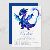 Invitation Baby shower de garçon Pastel Digital Dragon (Devant / Derrière)