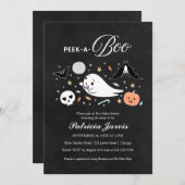 Invitation Baby shower de garçon Peek-A-Boo Hallow (Devant / Derrière)