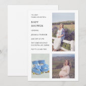 Invitation Baby shower de garçon photo blanc moderne (Devant / Derrière)