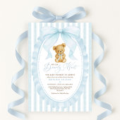 Invitation Baby shower de garçon Preppy Blue Teddy Bear