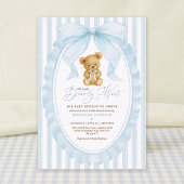 Invitation Baby shower de garçon Preppy Blue Teddy Bear