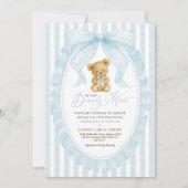 Invitation Baby shower de garçon Preppy Blue Teddy Bear (Devant)