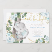 Invitation Baby shower de garçon Rose de la jungle bleu moder (Devant)