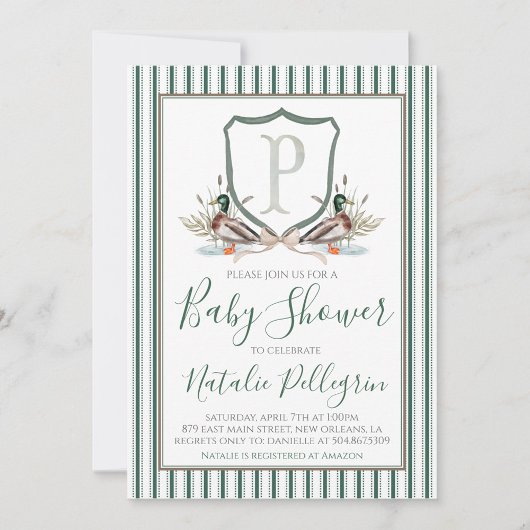 Invitation Baby shower de garçons de canard du sud de Preppy