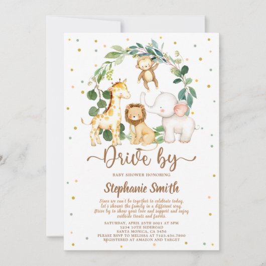 Invitation Baby shower De Garçons De La Jungle Safari (Devant)