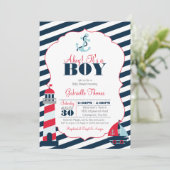Invitation Baby shower de garçons de l'Ahoy Nautical Red Navy (Debout devant)