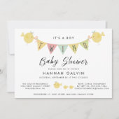 Invitation Baby shower de garçons jumeaux mignons (Devant)