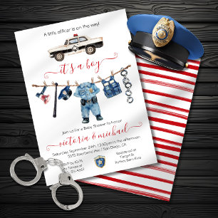 Invitation BABY SHOWER de garde de police Clothesline