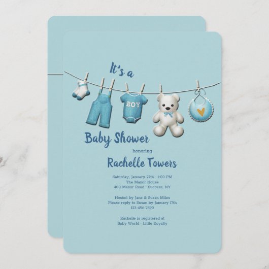 Invitation Baby shower de garde-robe (Devant / Derrière)