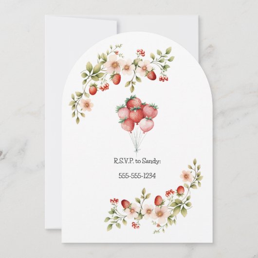 Invitation Baby shower de gâteau à la fraise (Dos)