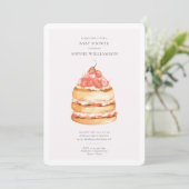 Invitation Baby shower de gâteau aux fraises rose Aquarelle (Debout devant)