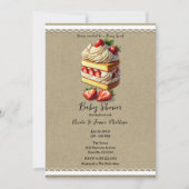 Invitation Baby shower de gâteau de la fraise (Devant)