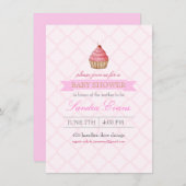 Invitation Baby shower de gâteau rose (Devant / Derrière)