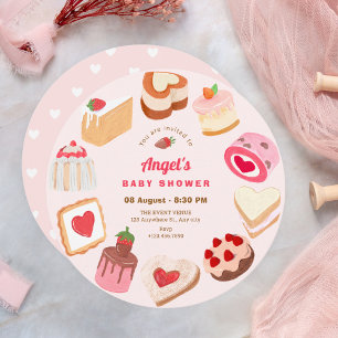 Invitation Baby shower de gâteaux sucrés mignons
