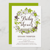Invitation Baby shower de germe vert (Devant / Derrière)