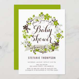 Invitation Baby shower de germe vert