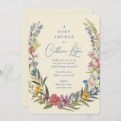 Invitation Baby shower de germes floraux de printemps (Devant / Derrière)