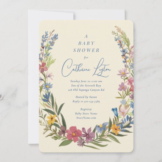 Invitation Baby shower de germes floraux de printemps (Devant)