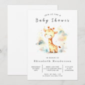 Invitation Baby shower de girafe à imprimer Safari (Devant / Derrière)