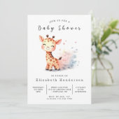 Invitation Baby shower de girafe Boho imprimable (Debout devant)