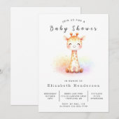 Invitation Baby shower de girafe Boho imprimable (Devant / Derrière)