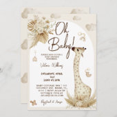 Invitation Baby shower de girafe de Nursery Boho (Devant / Derrière)