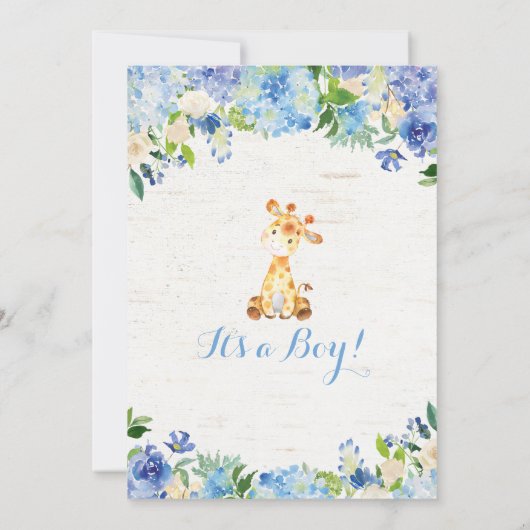 Invitation Baby shower de girafe Douche rustique p (Dos)