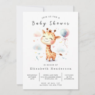 Invitation Baby shower de girafe editable enchanté