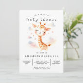 Invitation Baby shower de girafe en ligne Aquarelle (Debout devant)