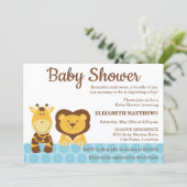 Invitation Baby shower de girafe et de lions (Debout devant)