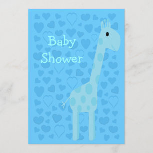 Invitation Baby shower de girafe et garçon assez bleus de