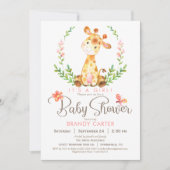 Invitation Baby shower de girafe, fille (Devant)