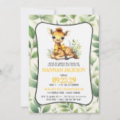 Invitation Baby shower de girafe jaune (Devant)