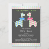 Invitation Baby shower de girafe jumeau garçon et fille (Devant)