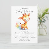 Invitation Baby shower de girafe modifiable Boho (Debout devant)