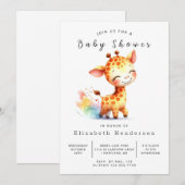 Invitation Baby shower de girafe modifiable Boho (Devant / Derrière)