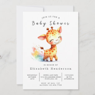 Invitation Baby shower de girafe modifiable Boho