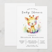 Invitation Baby shower de girafe modifiable rustique (Devant / Derrière)
